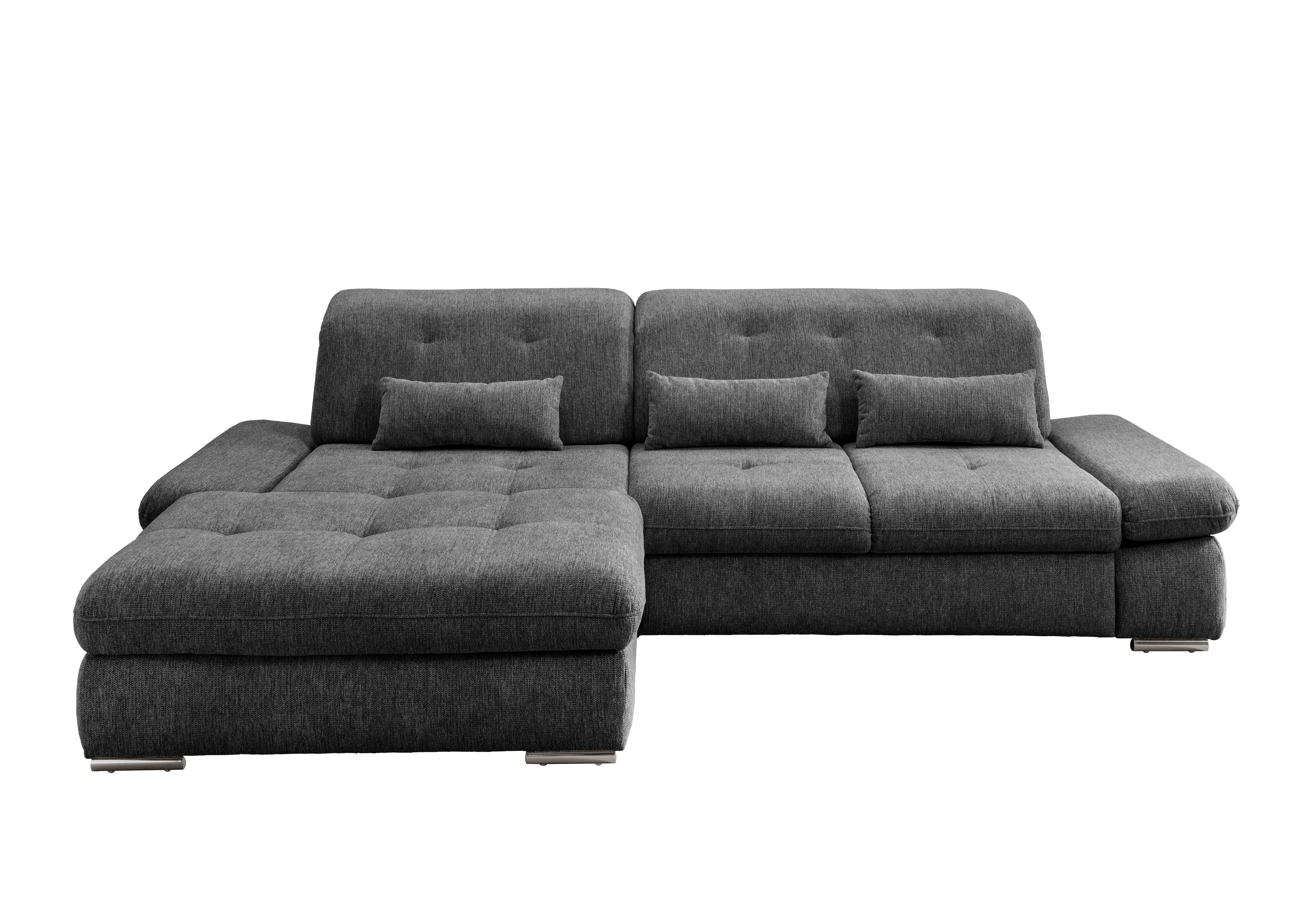 Ecksofa Dalida Anthrazit S: 196x300 cm - Chromfarben/Anthrazit, Design, Textil (196/300cm) - Livetastic