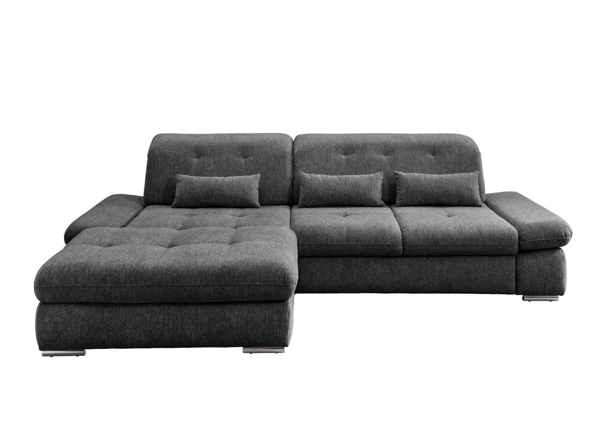Ecksofa Dalida Anthrazit S: 196x300 cm - Chromfarben/Anthrazit, Design, Textil (196/300cm) - Livetastic