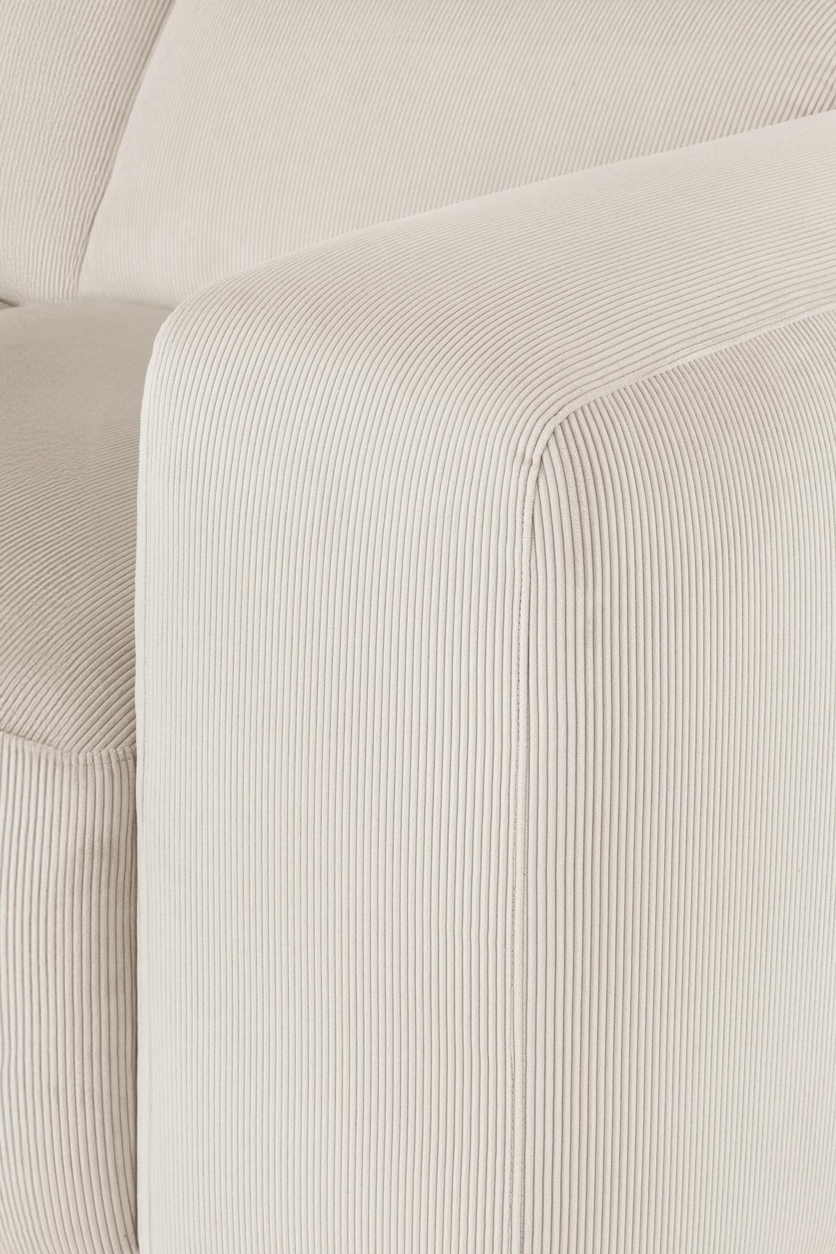 Ecksofa Hannah Creme 200x304 Cm - Creme/Schwarz, Design, Textil (200/304cm) - MID.YOU