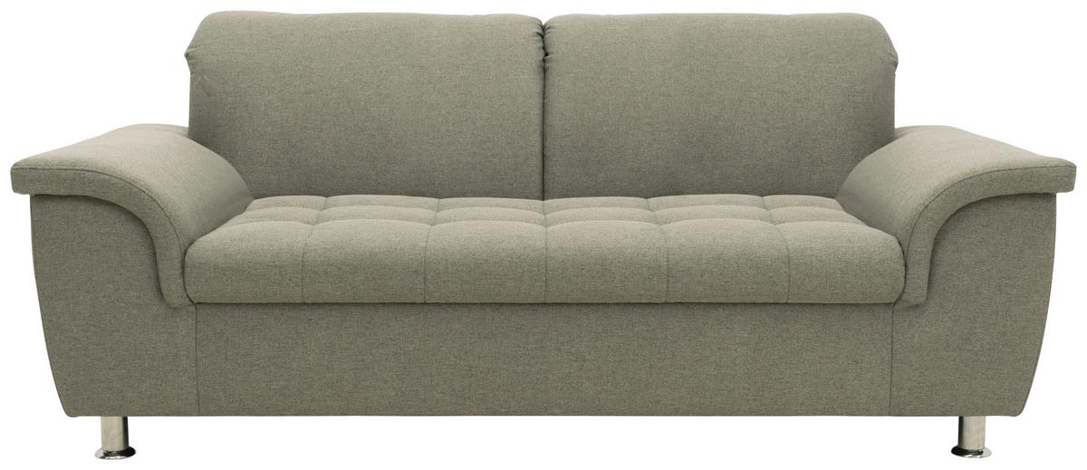2-Sitzer-Sofa Franzi Armlehnen Silberfarben Webstoff - Chromfarben/Graubraun, KONVENTIONELL, Textil (190/81/105cm) - MID.YOU