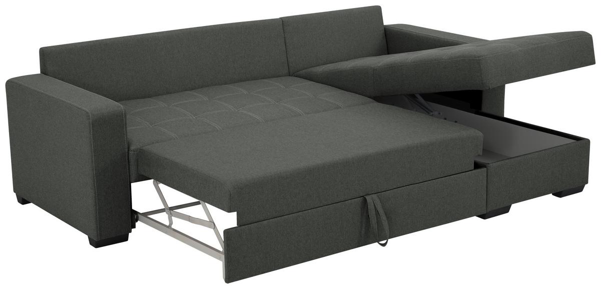 Eckschlafsofa Mediolan Graphitfarben S: 240x160 cm - Schwarz/Graphitfarben, Design, Textil (240/160cm) - Livetastic
