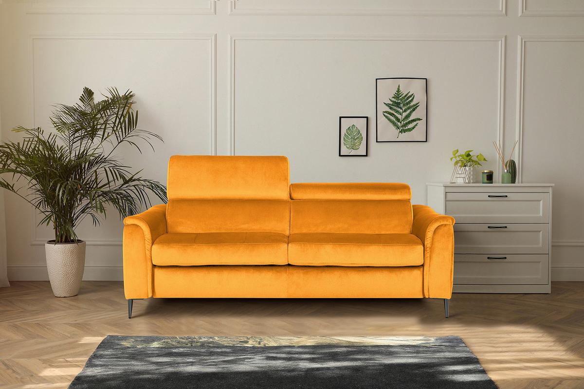 Schlafsofa Pafos Gelb B: 203 cm - Chromfarben/Gelb, Design, Textil (203/77-98/103cm) - MID.YOU