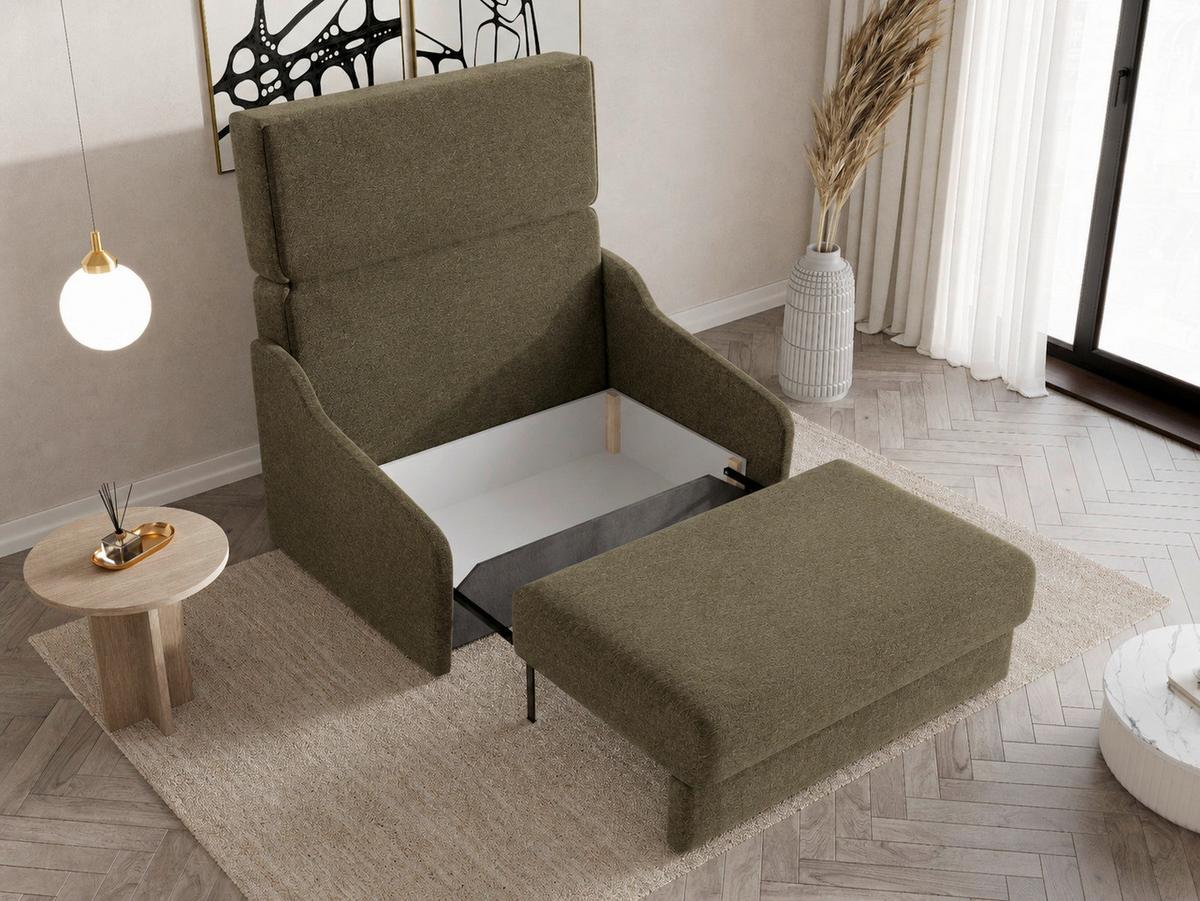 Schlafsofa Fly Dunkelgrün, B: 136 cm - Dunkelgrün/Schwarz, Design, Textil (136/86/113cm) - MID.YOU