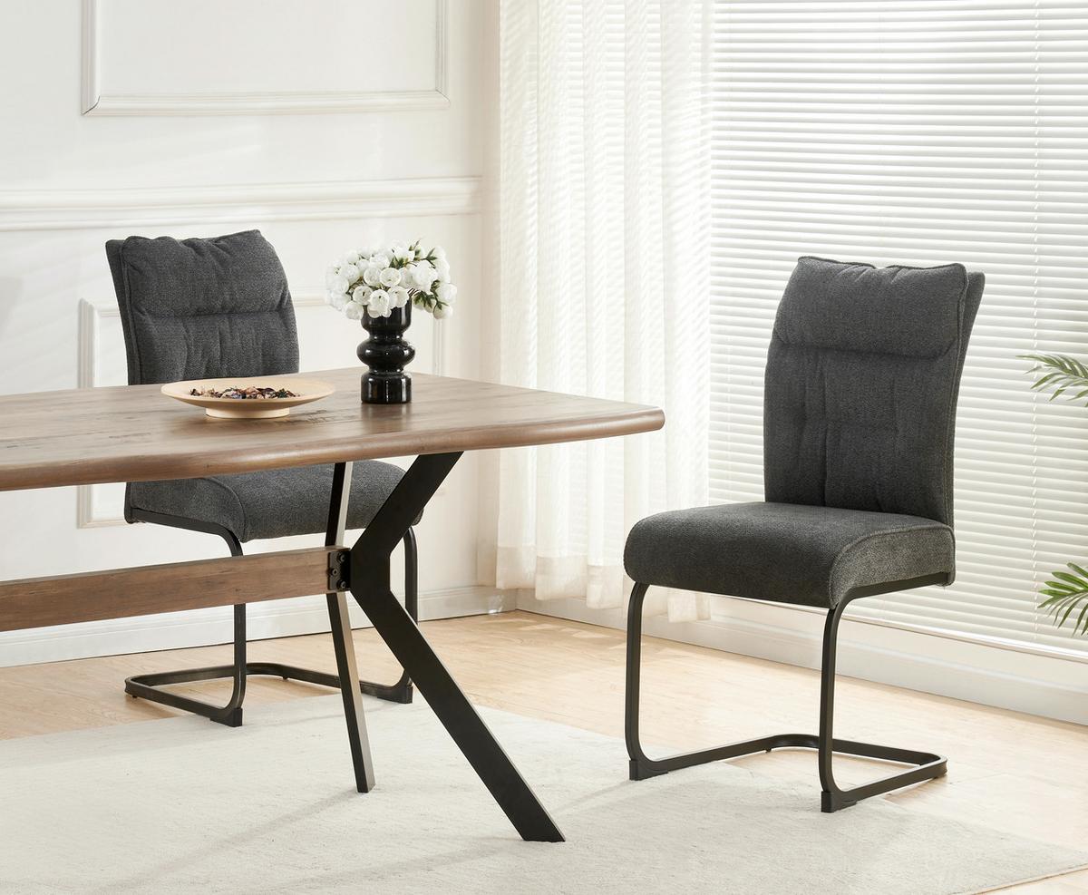 Schwingstuhl-Set Frieda Anthrazit B: 47 cm - Anthrazit/Schwarz, MODERN, Textil/Metall (47/94/61cm) - MID.YOU