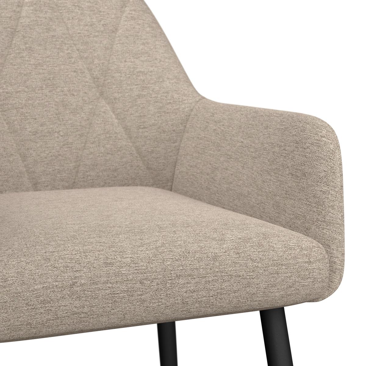 Armlehnstuhl Hardy Giga Webstoff beige, B: 57cm - Beige/Schwarz, MODERN, Textil/Metall (57/86/64cm)