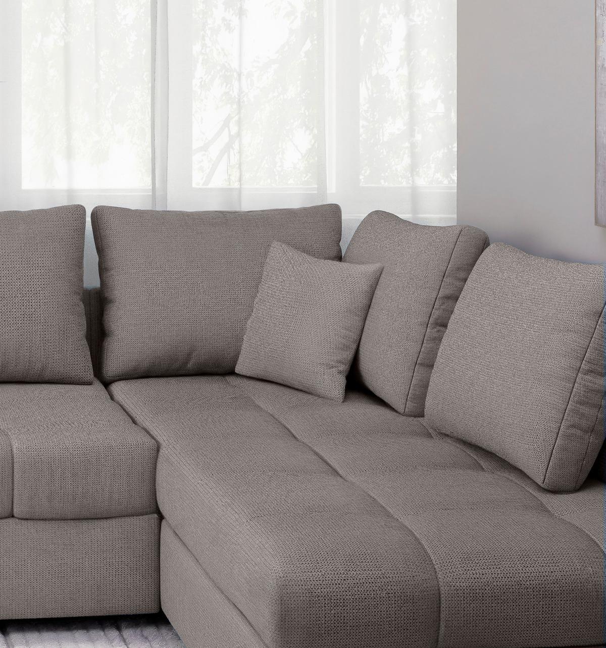 Eckschlafsofa Alvito Graubraun S: 298x202 Cm - Graubraun/Schwarz, MODERN, Textil (298/202cm) - MID.YOU