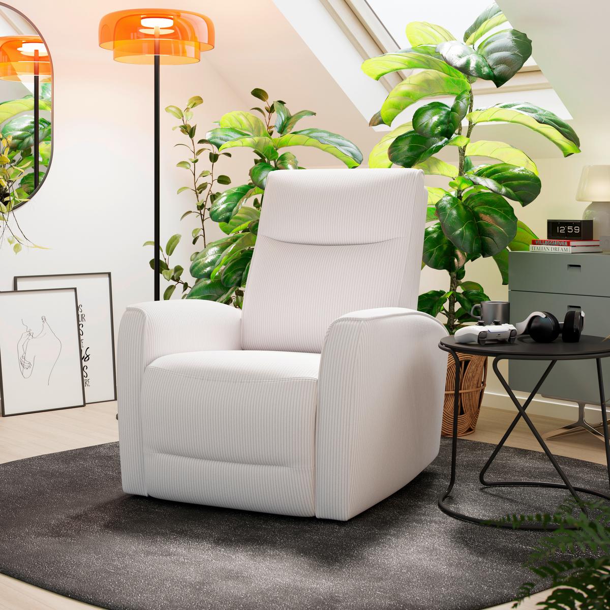 Fernsehsessel Leon beige mit Relaxfunktion - Beige/Schwarz, Basics, Holz/Kunststoff (80/102/96cm) - Ondega