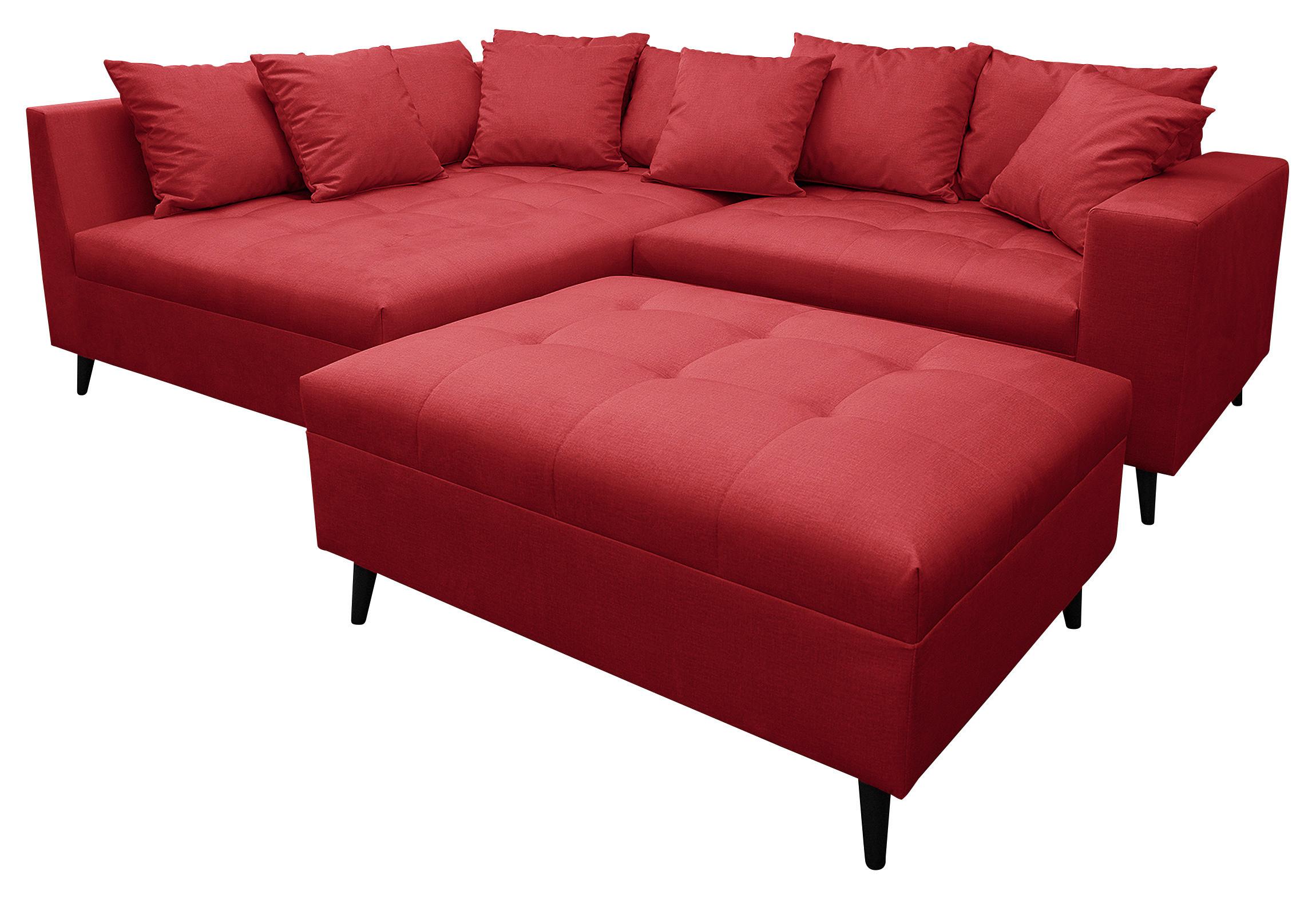 Ecksofa Pruno, Rot S: 174x247 Cm - Rot/Schwarz, Design, Textil (174/247cm) - MID.YOU