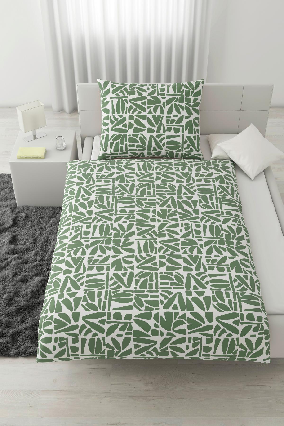 Povlečení Britta, 70/90 140/200cm - bílá/zelená, Moderní, textil (140/200cm) - Mömax