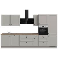 Kuchynská linka 360 cm, kamenná sivá supermatná - šedá/černá, Moderní, kov/kompozitní dřevo (360cm) - Nobilia