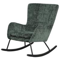 Schaukelstuhl m. Echtholzkufen Cremona Chenillebezug Grün - Schwarz/Grün, MODERN, Holz/Textil (71/93/91cm) - Livetastic