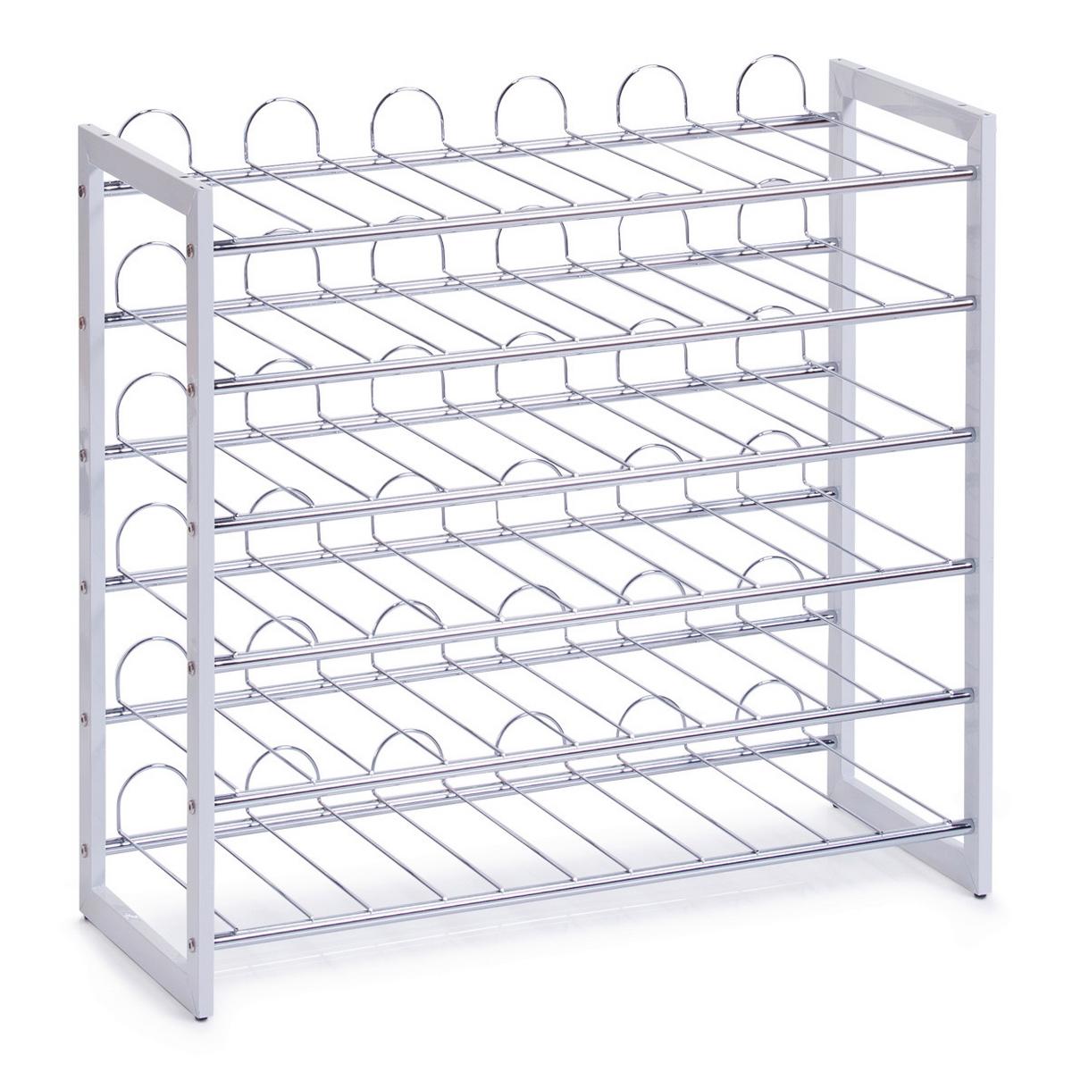 Weinregal Metall BxHxT:68x26x63 cm,36 Flaschen - Chromfarben/Weiß, Basics, Metall (68/26,5/63cm) - Zeller Present