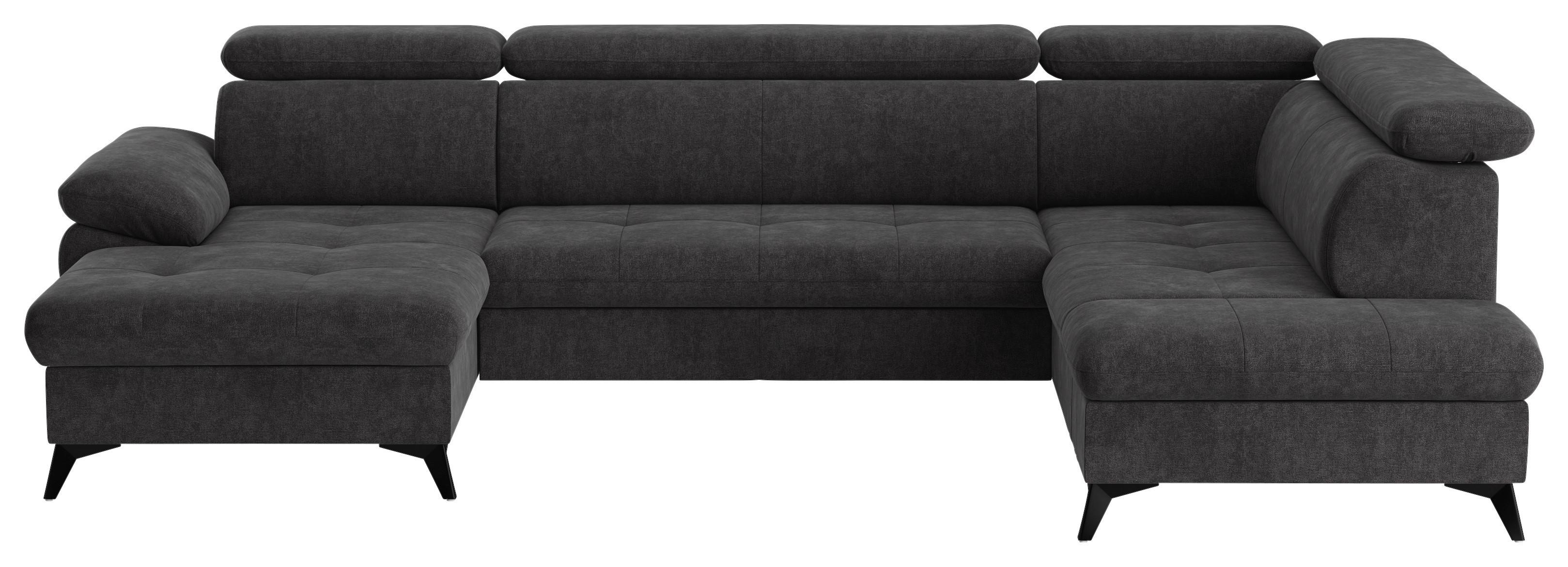 Wohnlandschaft mit Bettkasten Hudson Dunkelgrau - Schlammfarben/Dunkelgrau, Textil (166/324/207cm) - MID.YOU