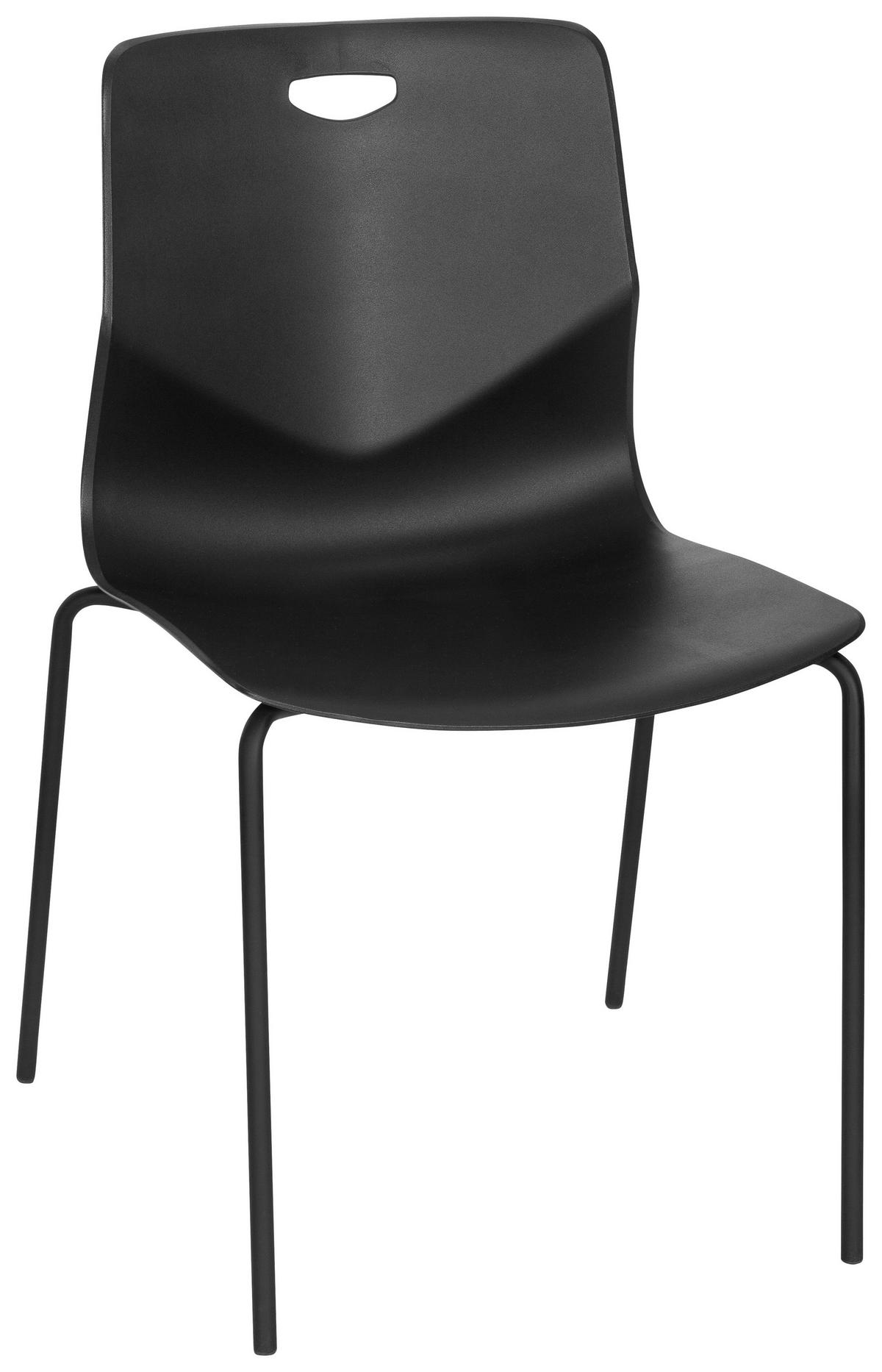 Besucherstuhl Stapelbar Schwarz Bis 130 Kg - Schwarz, MODERN, Kunststoff/Metall (46/87/55cm) - MID.YOU