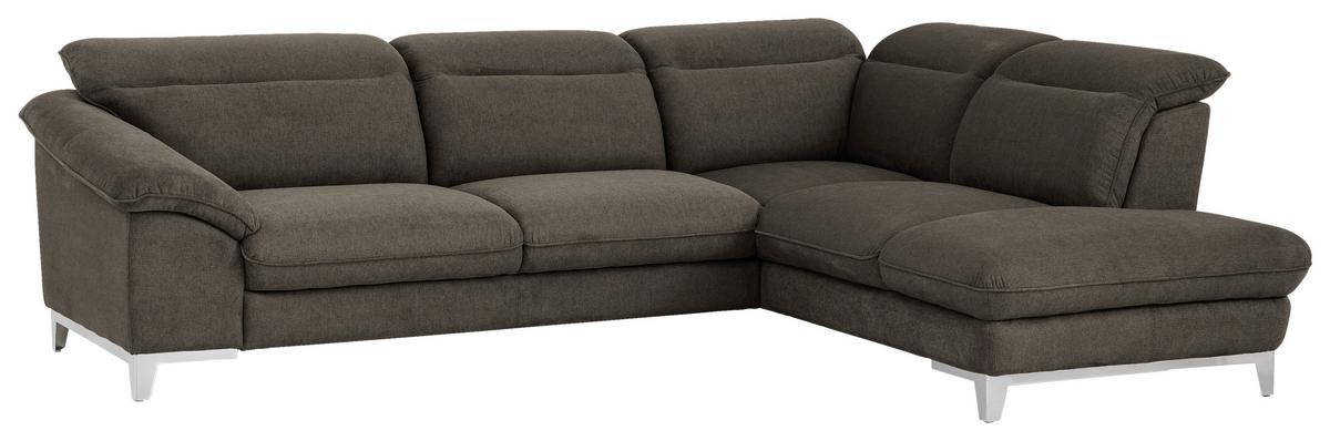 Ecksofa Mit Schlaffunktion Teresa Dunkelbraun - Chromfarben/Dunkelbraun, Design, Textil (232/293cm) - Livetastic
