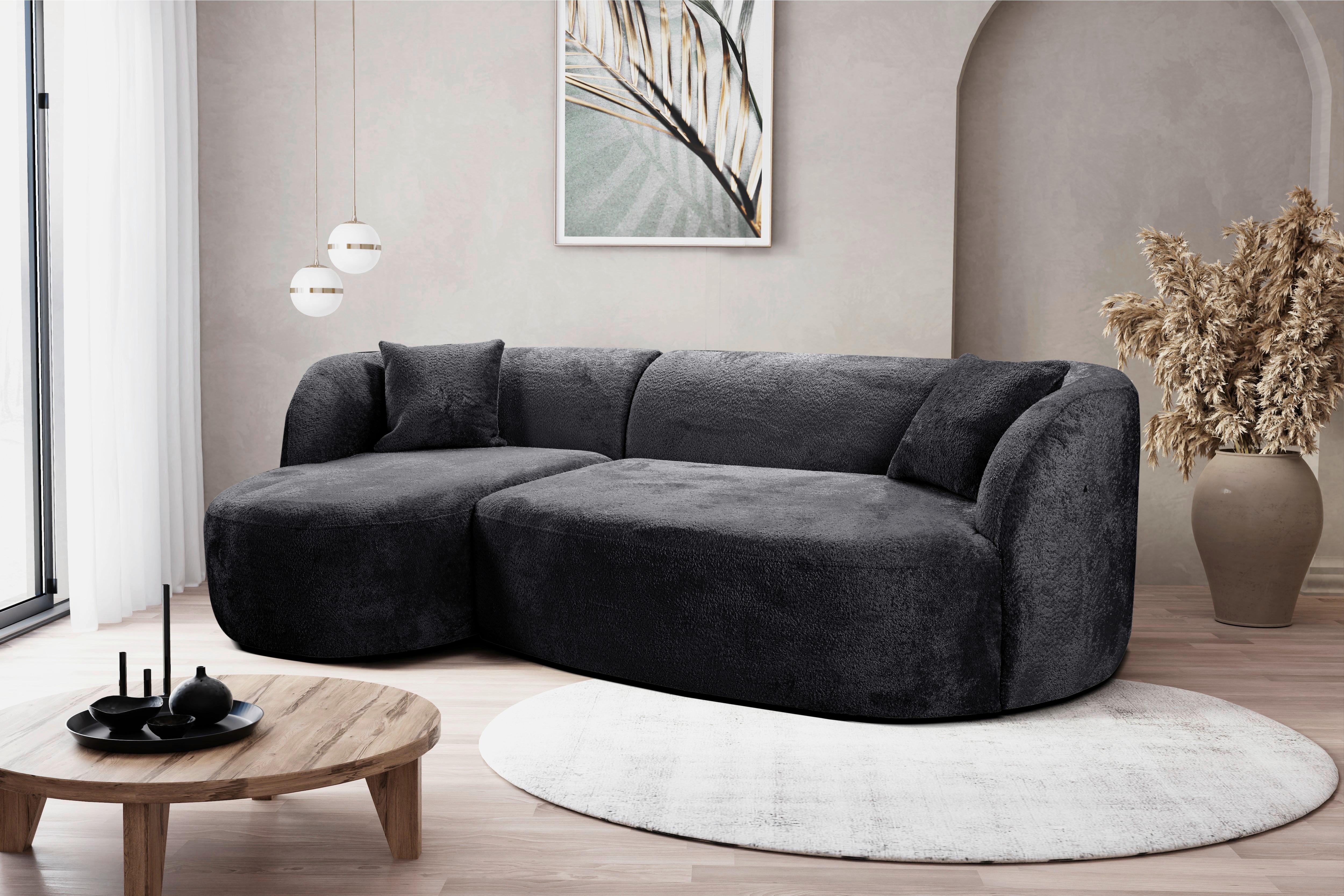 Ecksofa Flick Schwarz, 143 cm - Schwarz, Design, Textil (143/264cm) - MID.YOU