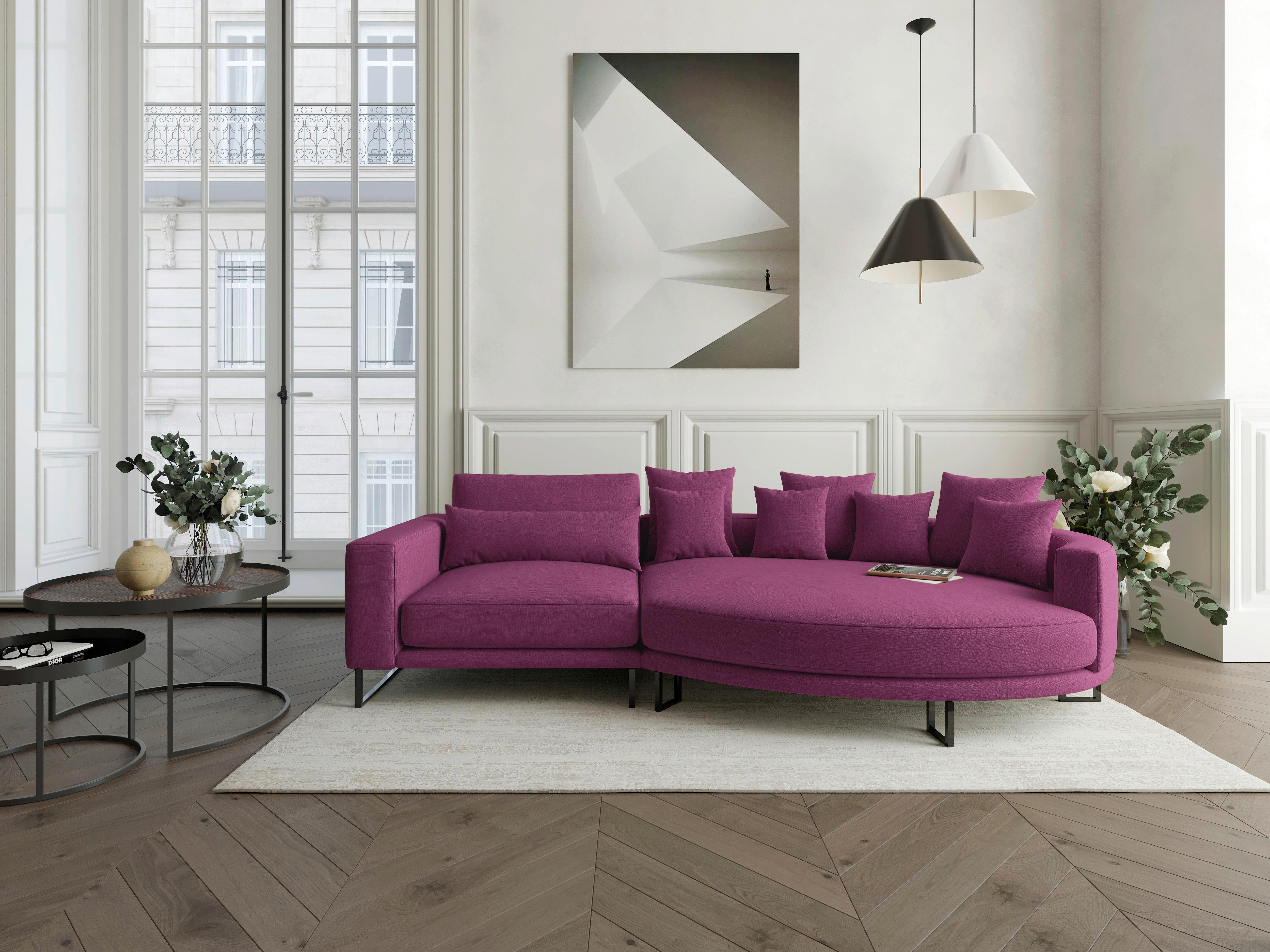 Bigsofa Natalia Magenta S: 283x150 Cm - Magenta/Schwarz, Design, Textil (283/150cm) - Livetastic