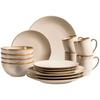 Kombiservice Ossia Keramik 4 Personen Geschirr Set - Sandfarben, Basics, Keramik - Mäser