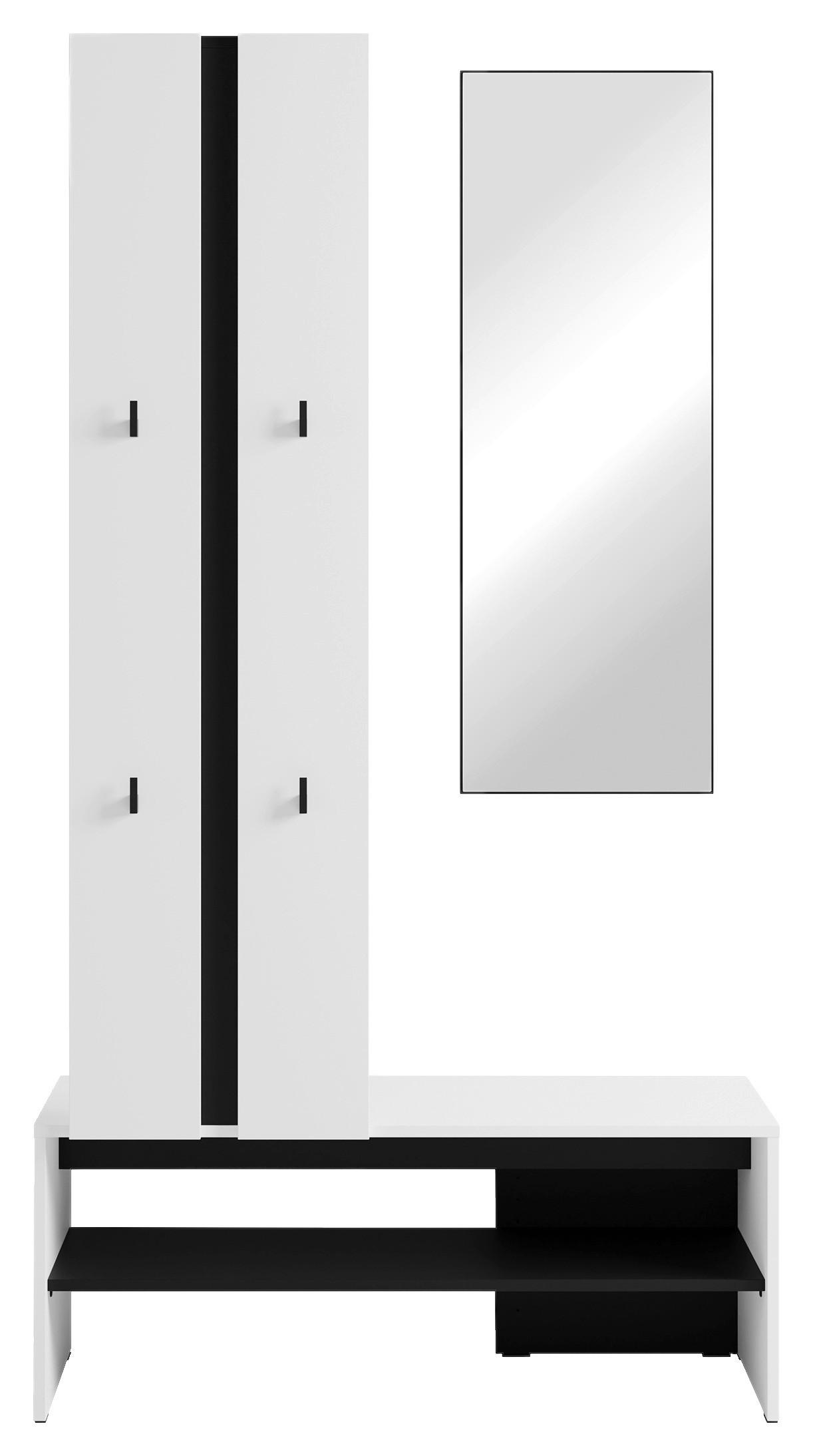 Garderobe Nante Set Weiß/schwarz B: 100 Cm - Schwarz/Weiß, Design, Holzwerkstoff (100/186/40cm) - MID.YOU