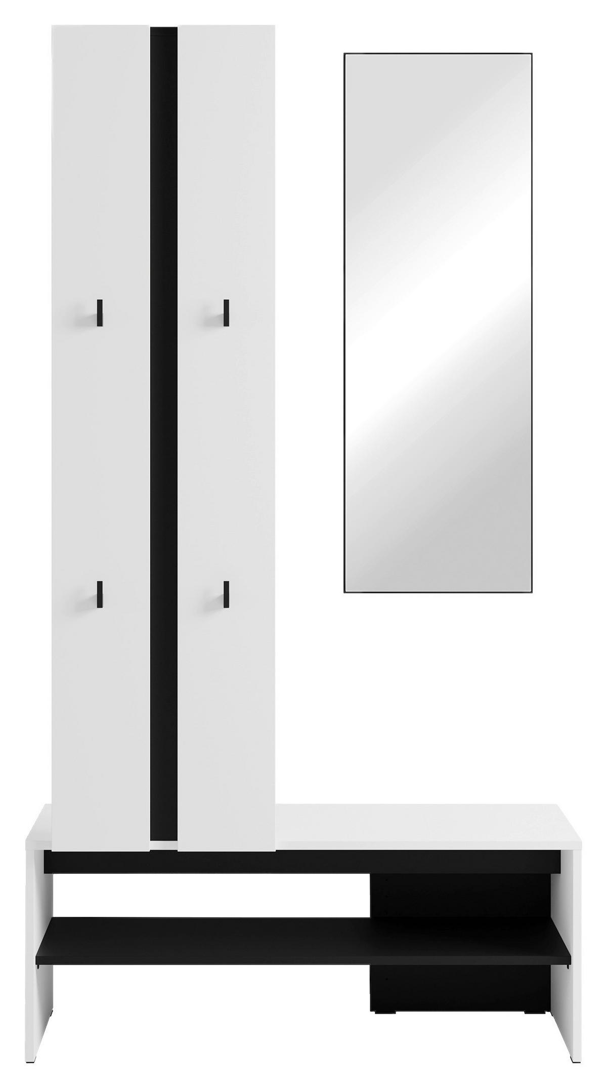 Garderobe Nante Set Weiß/schwarz B: 100 Cm - Schwarz/Weiß, Design, Holzwerkstoff (100/186/40cm) - MID.YOU