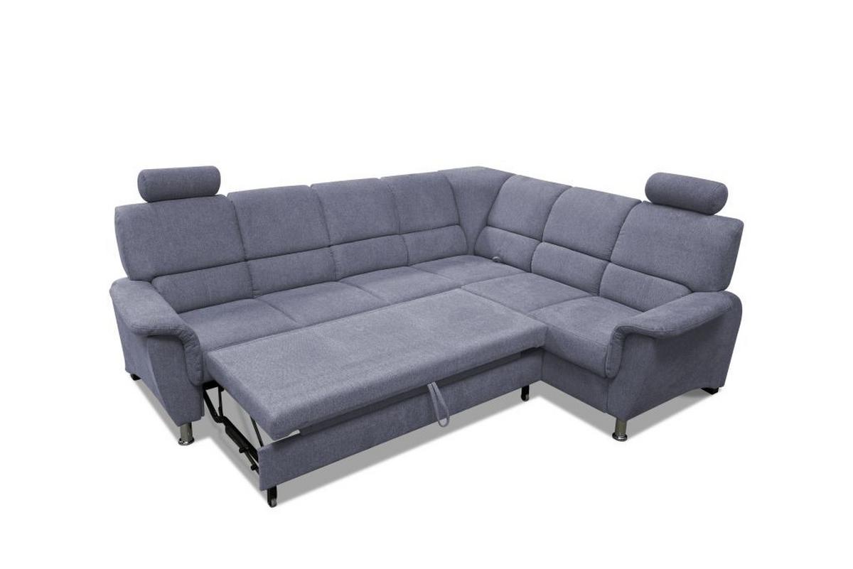 Sedačka MARSYLIA, pravá, modrosivá - čierna/strieborná, Design, kov/drevo (270/216cm) - MID.YOU