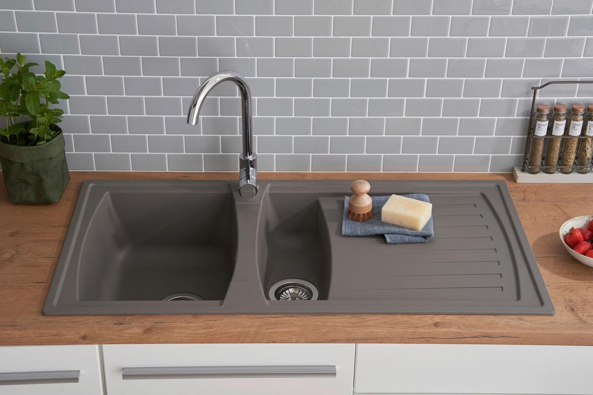 Spüle Respekta Boston Kunststein Bxt: 100x50 cm - Grau, Trend, Glas/Kunststoff (100/20/50cm) - Respekta