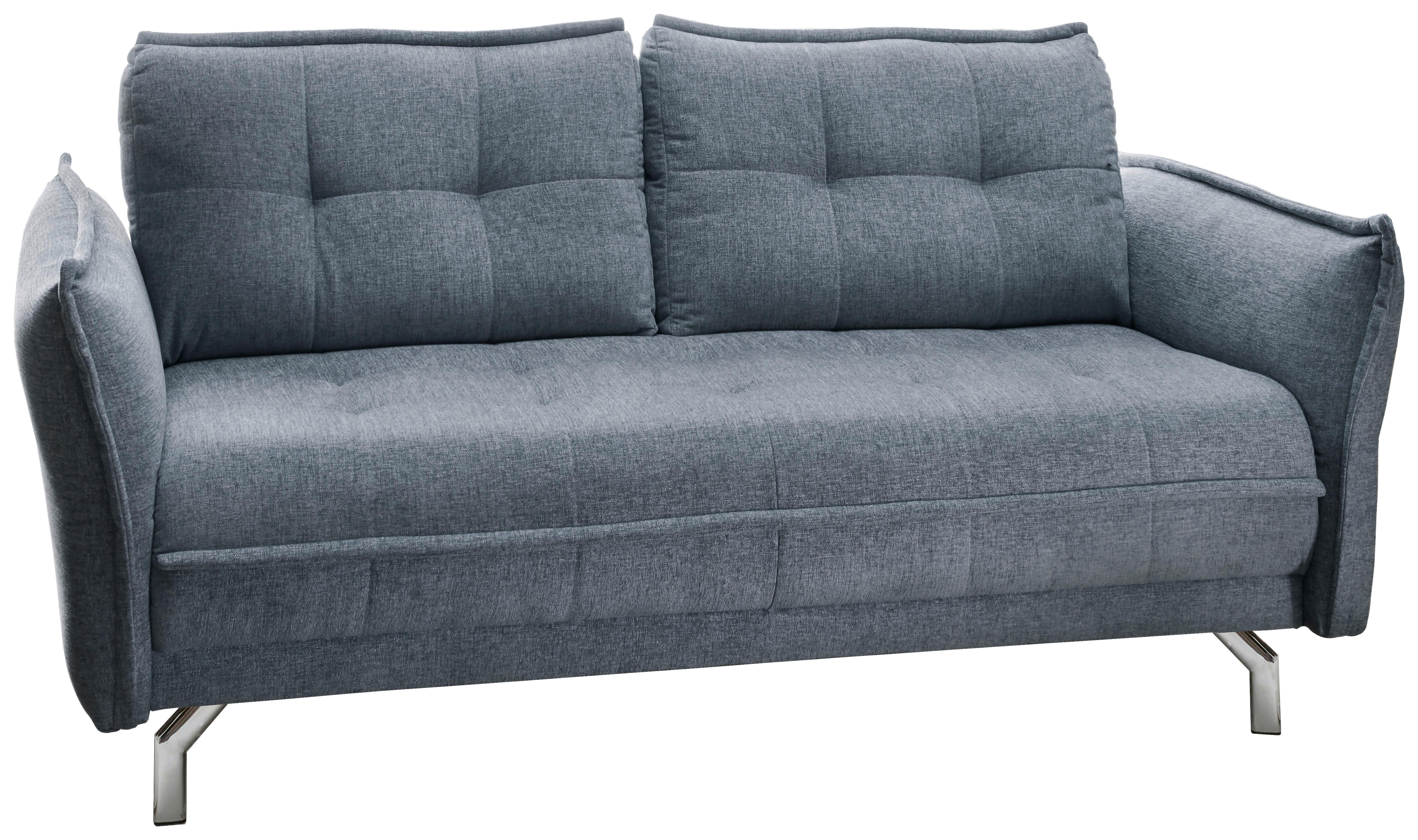 2,5-Sitzer-Sofa Nanini mit Rückenkissen Hellblau - Chromfarben/Hellblau, MODERN, Holz/Textil (186/92/106cm) - Livetastic