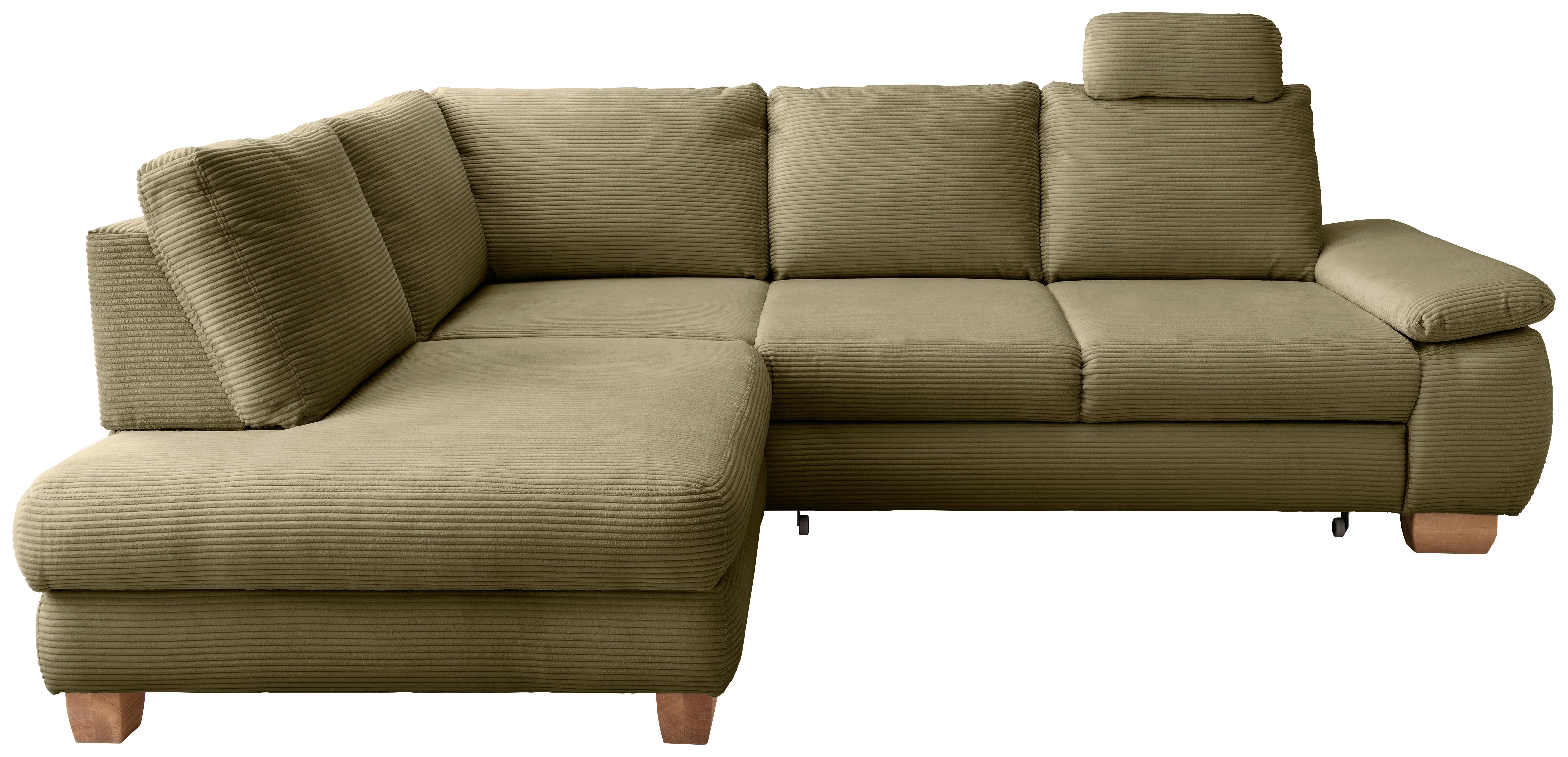 Eckschlafsofa Positano Olivgrün S: 206x261 cm - Wildeiche/Olivgrün, MODERN, Textil (206/261cm) - Livetastic