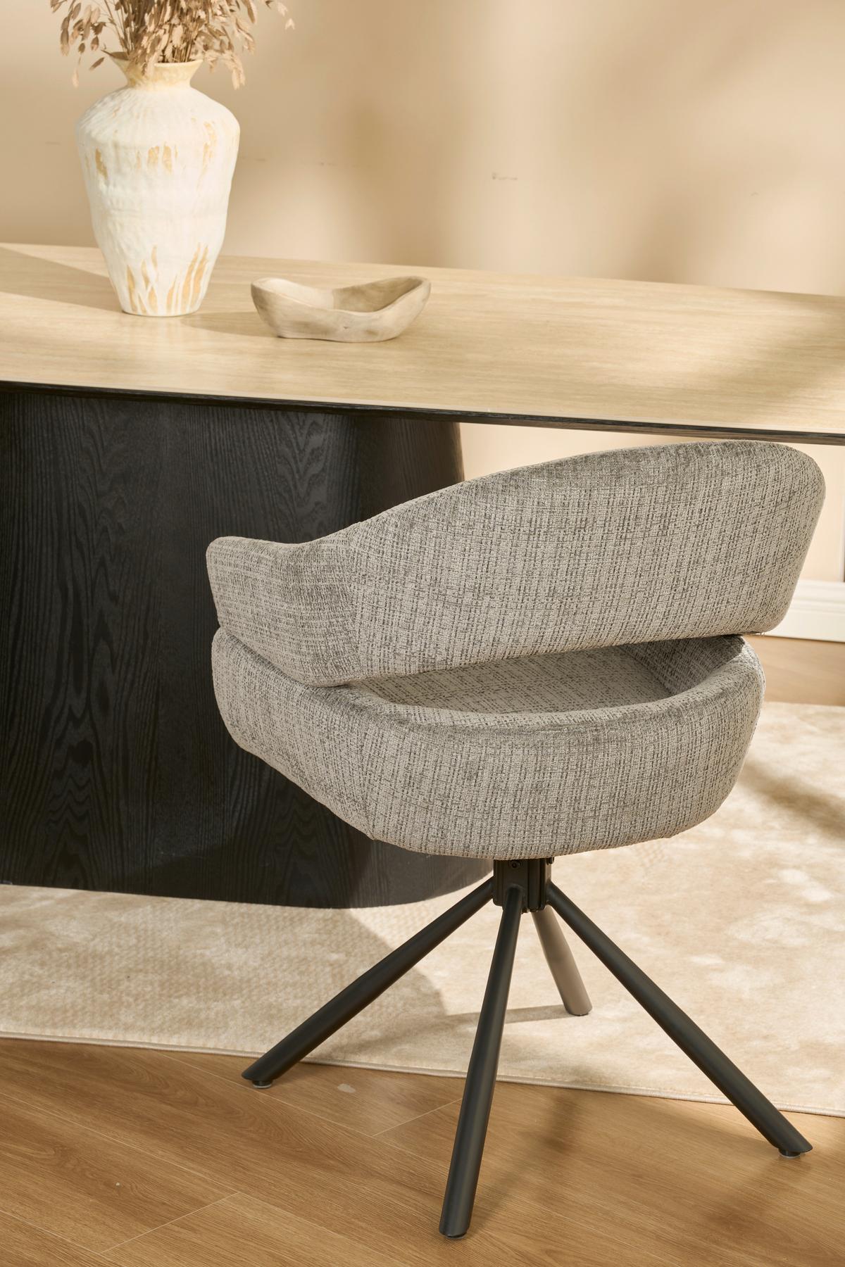 Armlehnstuhl Cleo Grau B: 58 cm - Schwarz/Grau, MODERN, Holz/Textil (58/85/62cm) - Livetastic