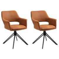 Armlehnstuhl Estelle Braun/ Schwarz Gepolstert 2-er Set - Schwarz/Braun, KONVENTIONELL, Textil/Metall (57/84/61cm) - MID.YOU