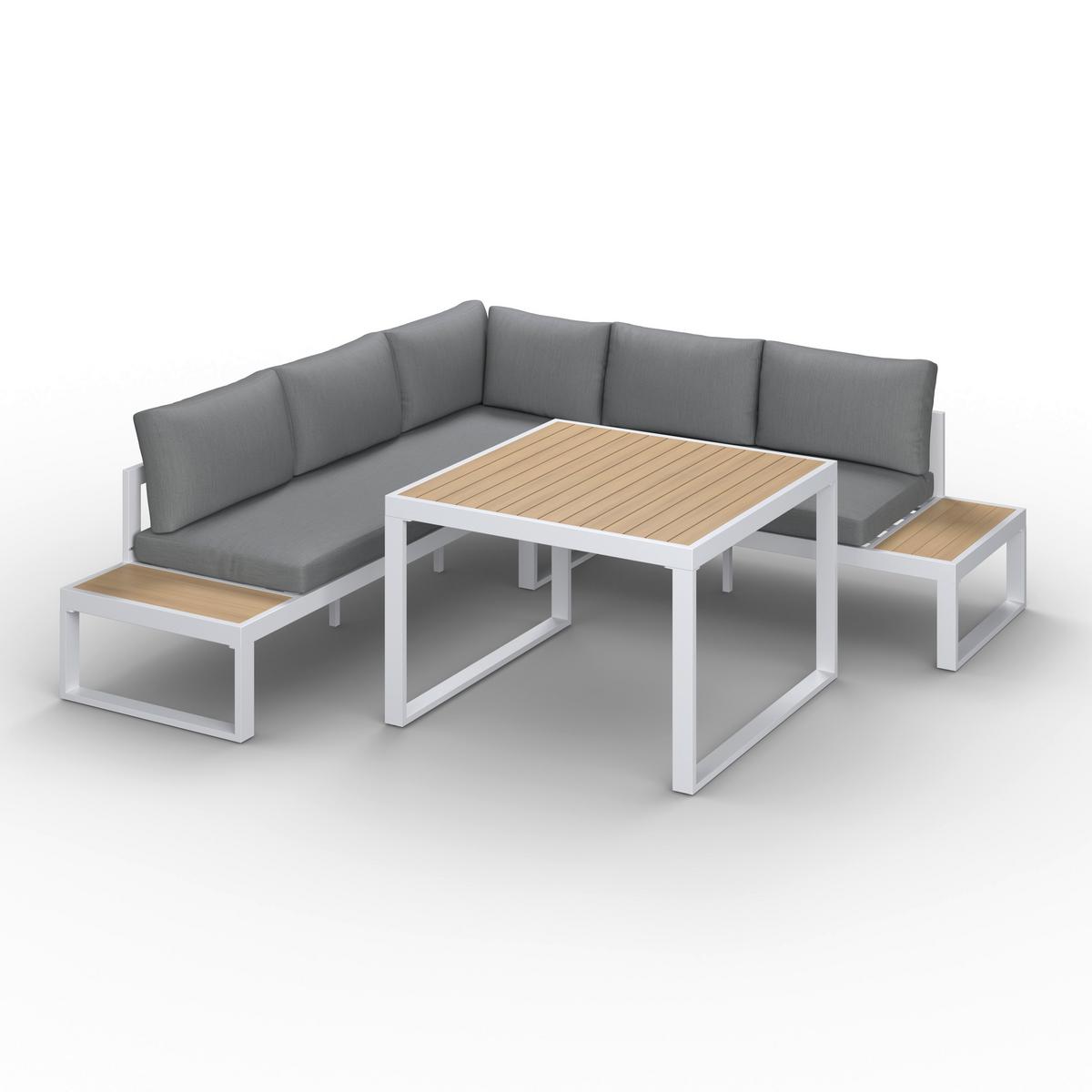 JEDÁLENSKÁ TERASOVÁ SÚPRAVA VENEYA - sivá/prírodná farba, Modern, kov/textil - Bessagi Garden