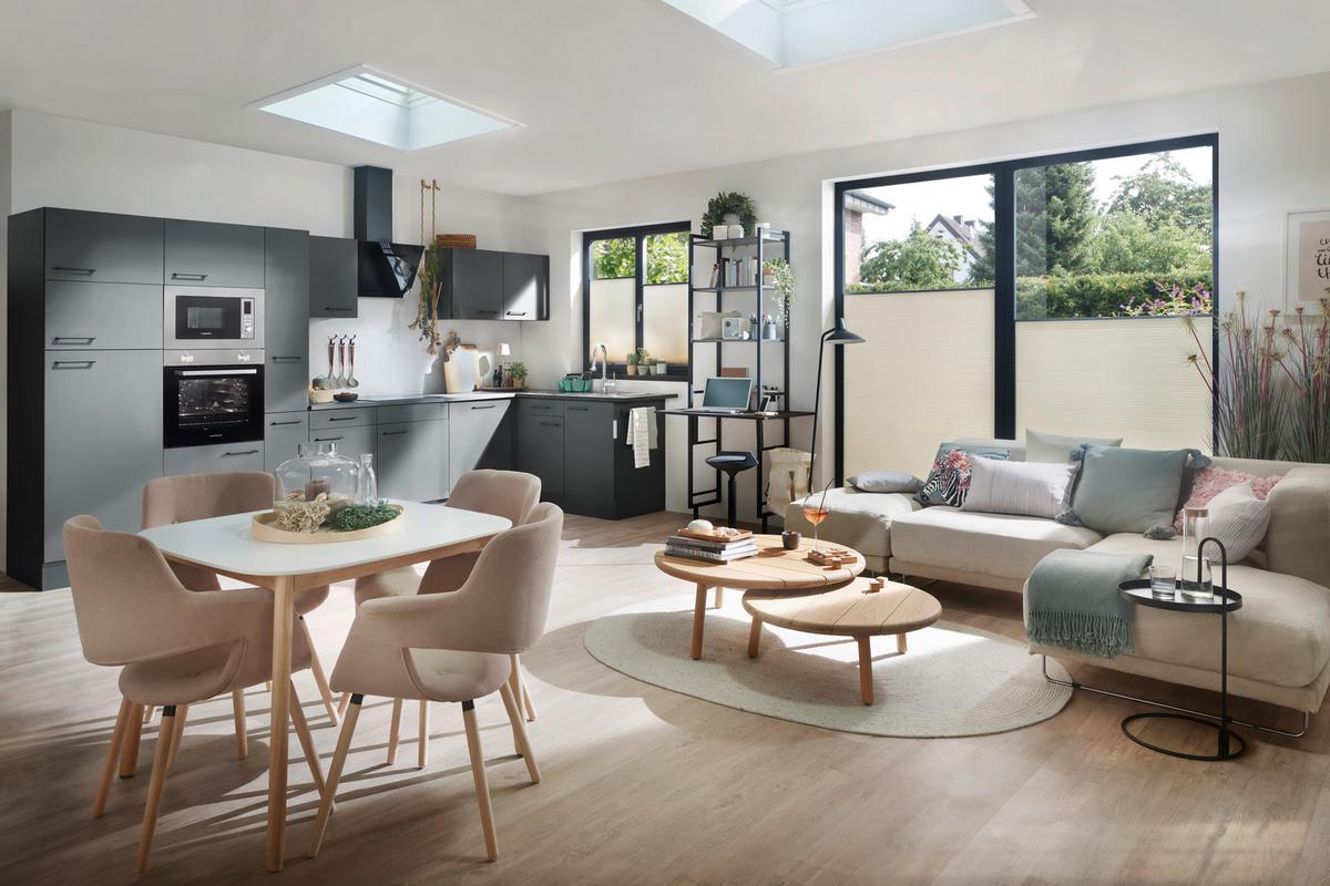 Eckküche Oliver Dunkelgrau S: 340x172cm - Dunkelgrau/Grau, Design, Holzwerkstoff (340/172cm) - Respekta