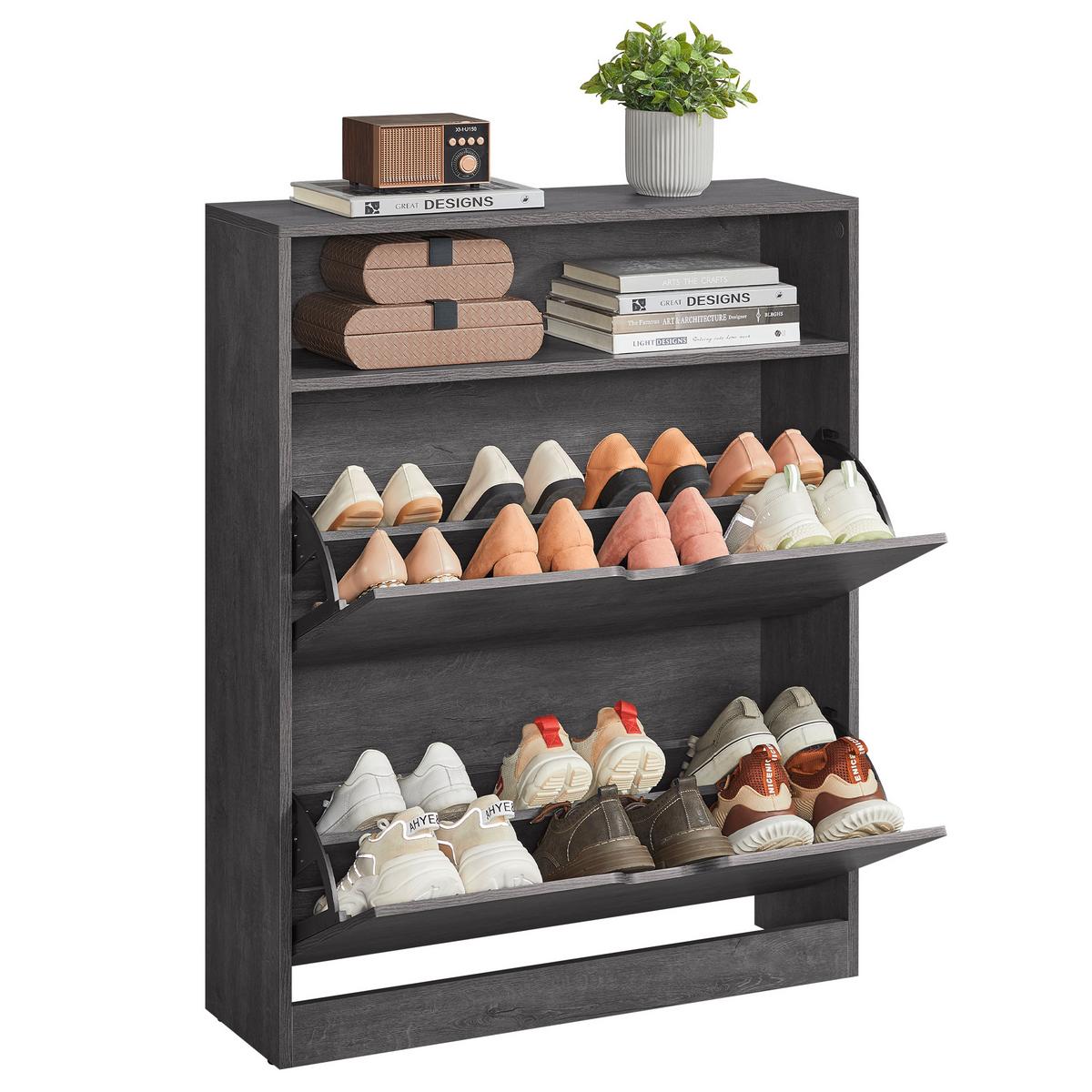 VYKLÁPĚCÍ BOTNÍK SHOE CABINET - šedá, Moderní, kompozitní dřevo (80/102/24cm) - MID.YOU