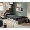 Bett Parys Left Graphitfarben Lf: 80x190 Cm - Hellgrau/Schwarz, MODERN, Holz/Textil (80/190cm) - MID.YOU