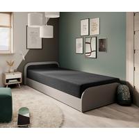 Bett Parys Left Graphitfarben Lf: 80x190 Cm - Hellgrau/Schwarz, MODERN, Holz/Textil (80/190cm) - MID.YOU