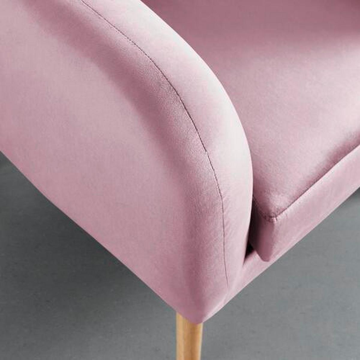 Relaxační křeslo BRUNO, růžový samet - růžová/barvy dubu, Moderní, dřevo/textil (79/69/75cm) - Modern Living
