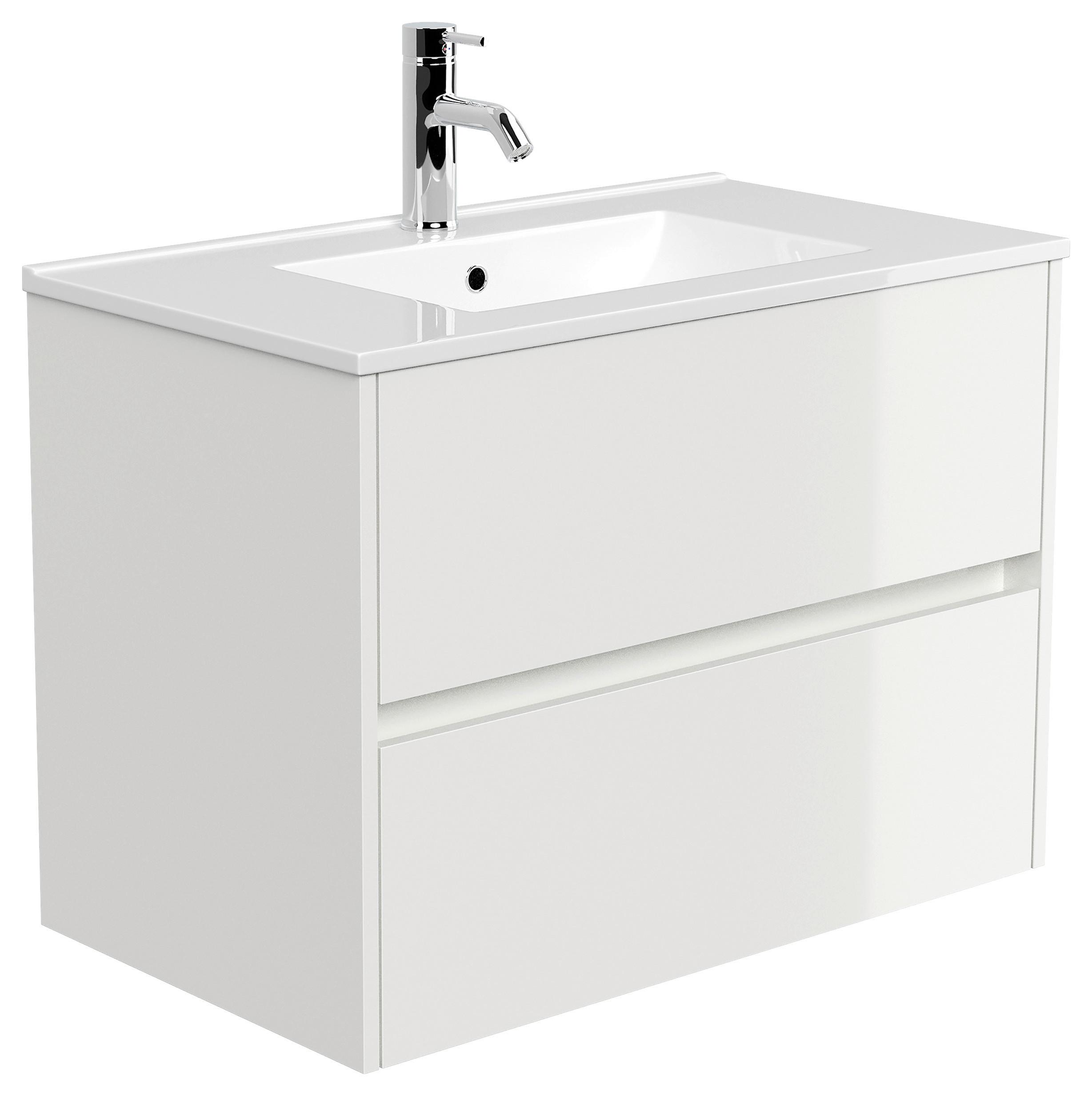 Waschtischkombi Limes Weiß Hg B: 81 cm - Weiß Hochglanz/Weiß, MODERN, Keramik/Holzwerkstoff (81/58,7/46,5cm) - MID.YOU