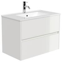 Waschtischkombi Limes Weiß Hg B: 81 cm - Weiß Hochglanz/Weiß, MODERN, Keramik/Holzwerkstoff (81/58,7/46,5cm) - MID.YOU