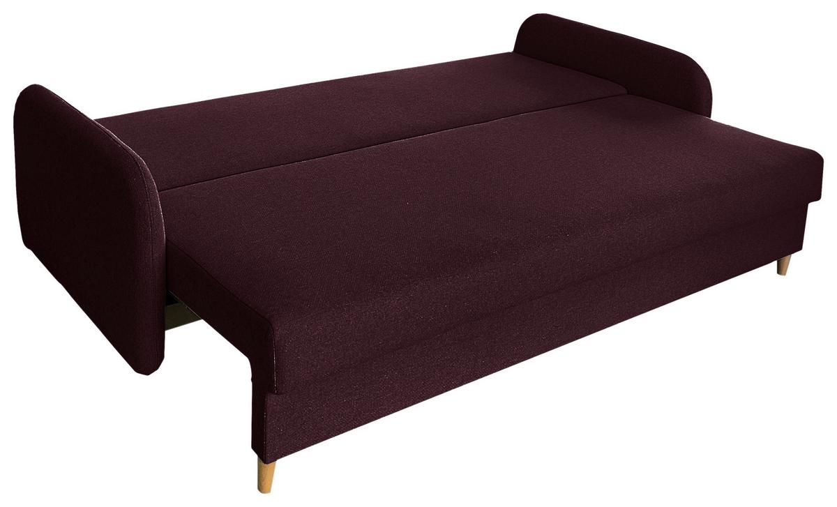 Schlafsofa Mit Bettkasten Vero Aubergine B: 206 Cm - Aubergine/Schwarz, Design, Textil (206/88/93cm) - MID.YOU