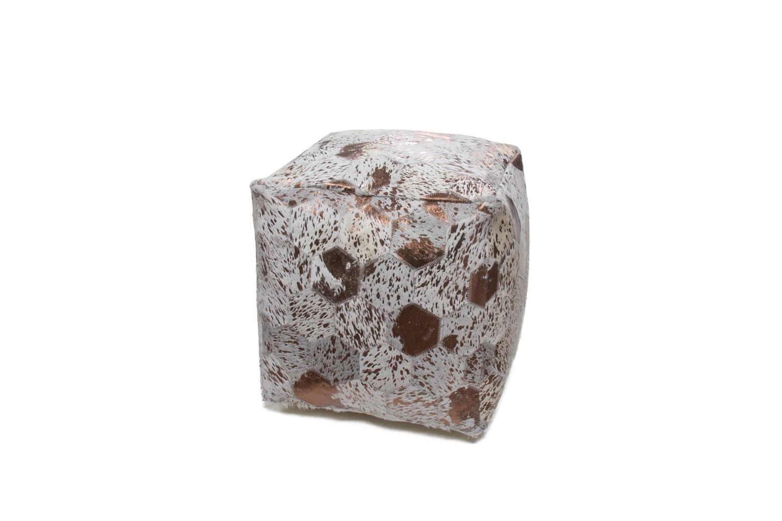 Pouf Dazzle Creme/Chromfarben B:45 cm - Chromfarben/Creme, Design, Leder (45/45/45cm) - Kayoom