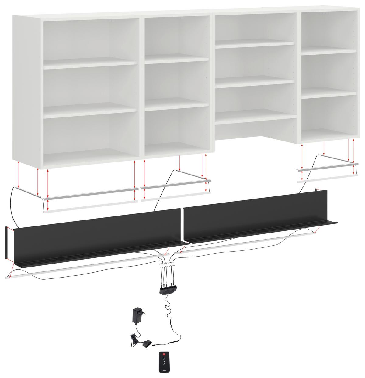 Regálový díl 1x105 cm, 1x120 cm - černá, Basics, kov (225/12/20cm) - Visiona