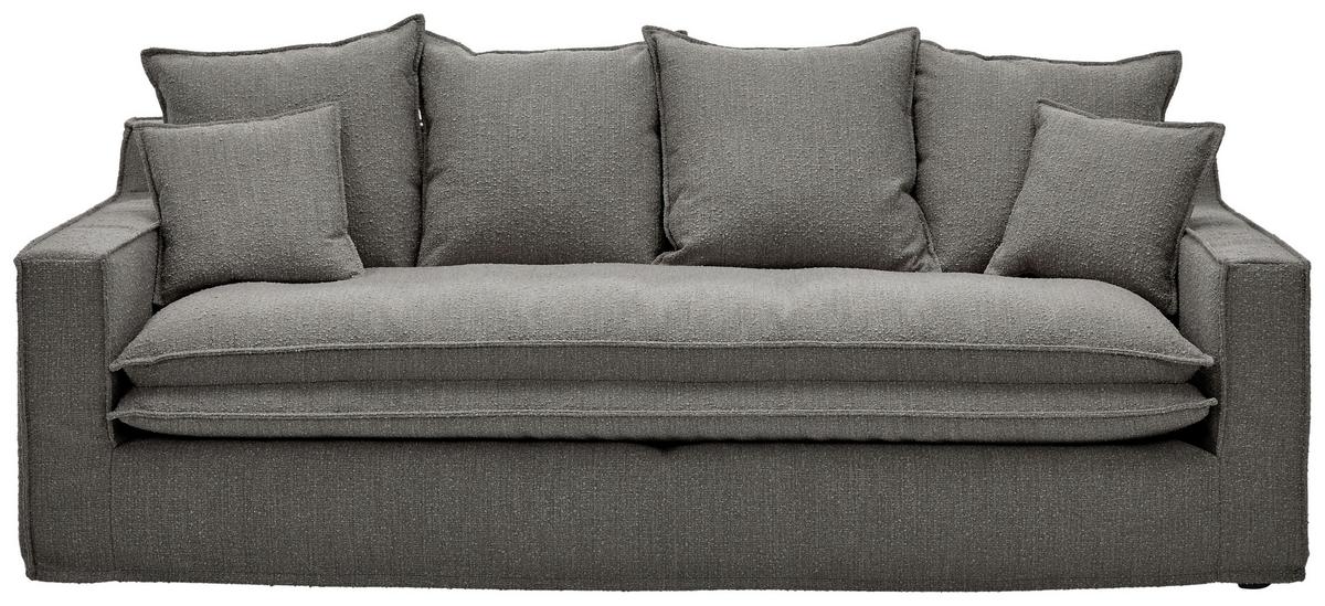 3-Sitzer-Sofa Aurora Grau Bouclé - Schwarz/Grau, Trend, Textil (227/92/105cm) - Livetastic