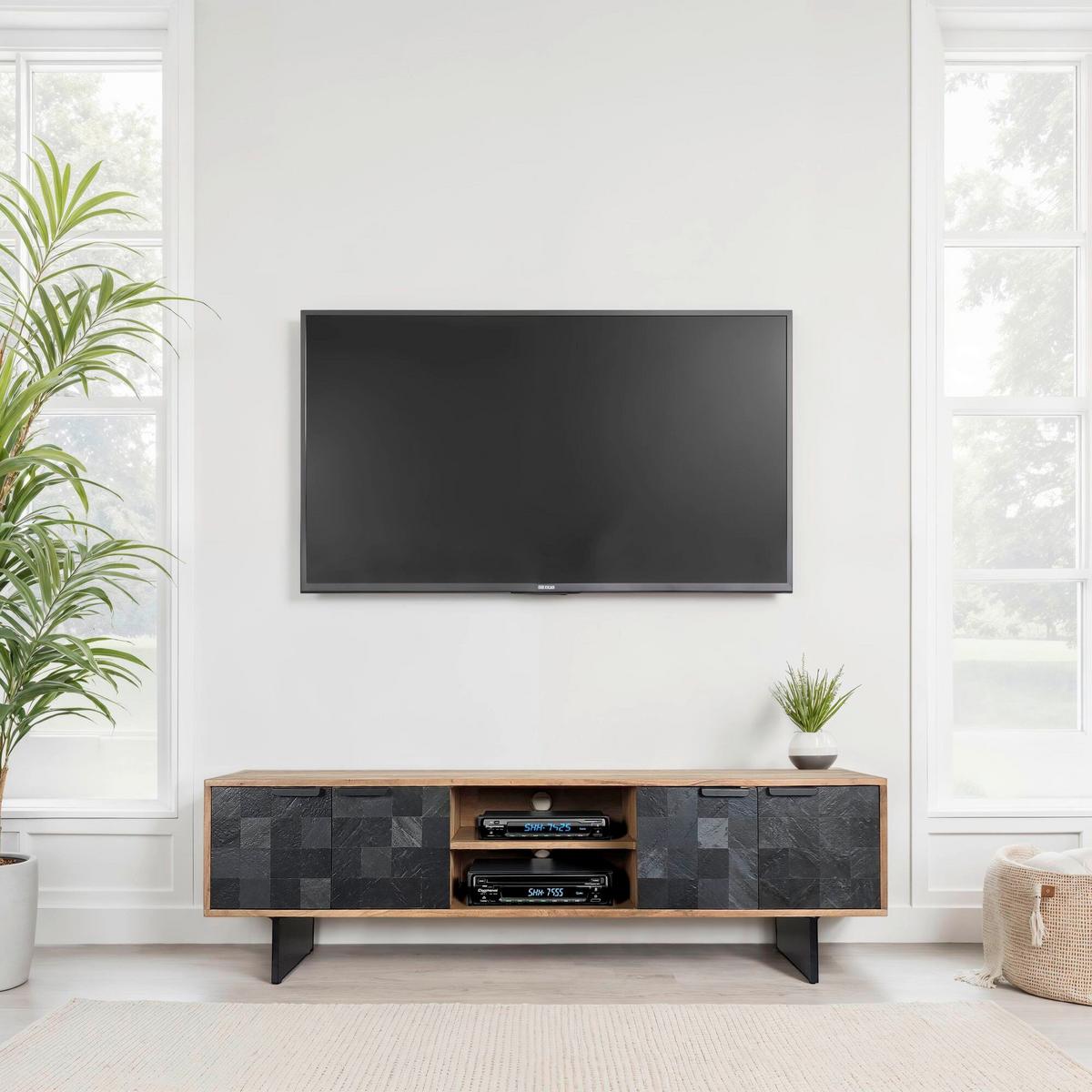 Lowboard Akaziefarben B: 150cm - Anthrazit/Schwarz, Design, Holz (150/45/35cm) - MID.YOU