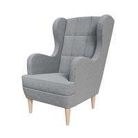 Kreslo ušiak Luis sivá farba - farba buka/sivá, Basics, drevo/textil (73/106/96cm)