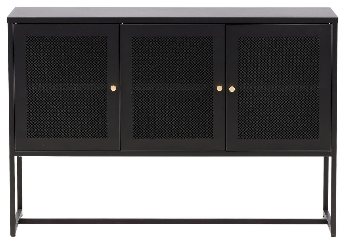 Sideboard Malla - Schwarz, Design, Metall (120/80/40cm) - Livetastic