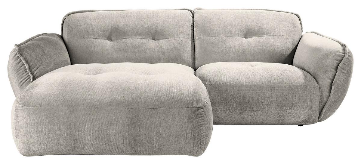 Ecksofa Fluffy Silberfarben S: 184x269 Cm - Silberfarben/Schwarz, MODERN, Textil (184/269cm) - Trendmanufaktur