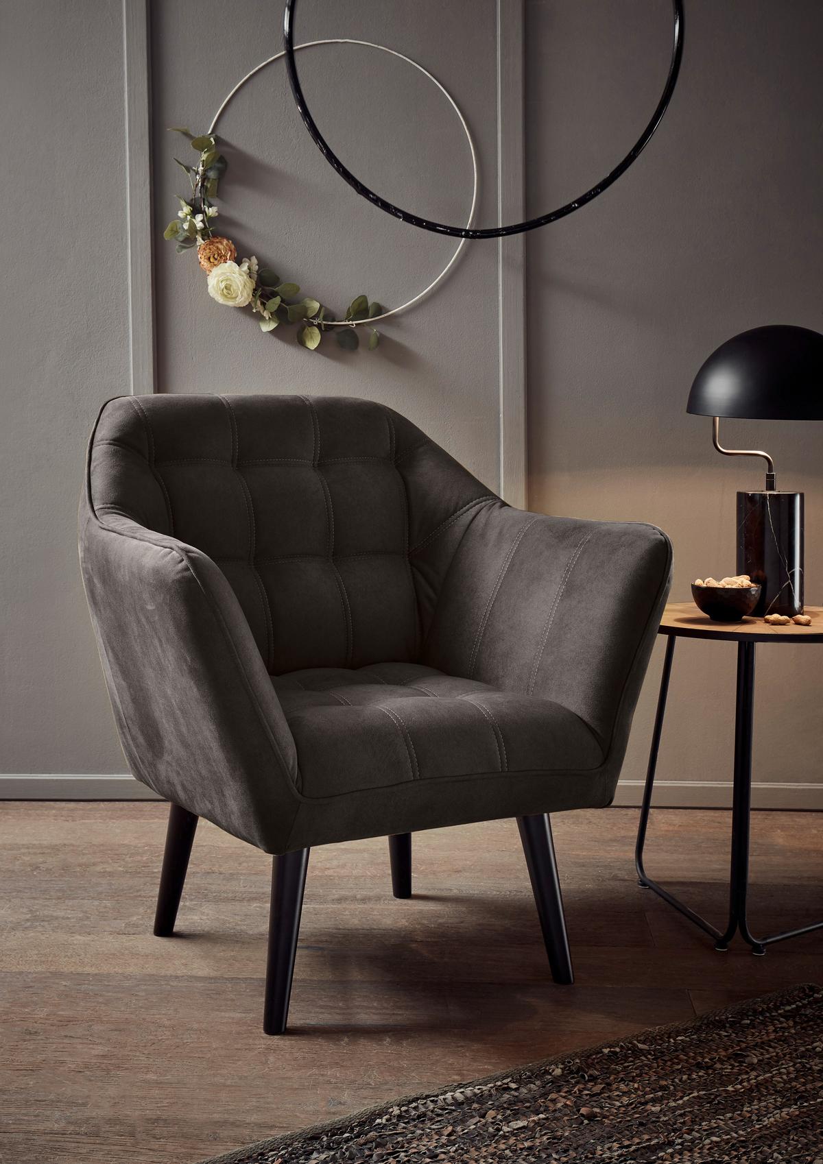 Cocktailsessel Max Dunkelbraun B: 84 Cm - Dunkelbraun/Schwarz, MODERN, Holzwerkstoff/Textil (84/87/70cm) - MID.YOU