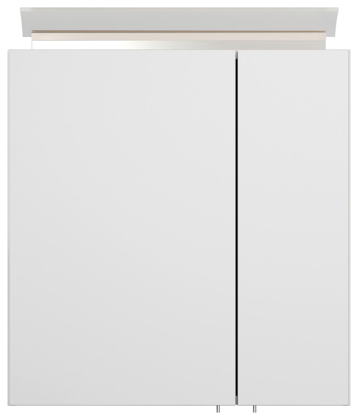 Spiegelschrank Weiß Hochglanz B: 60 cm - Weiß Hochglanz, MODERN, Glas/Holzwerkstoff (60/62/17cm) - MID.YOU