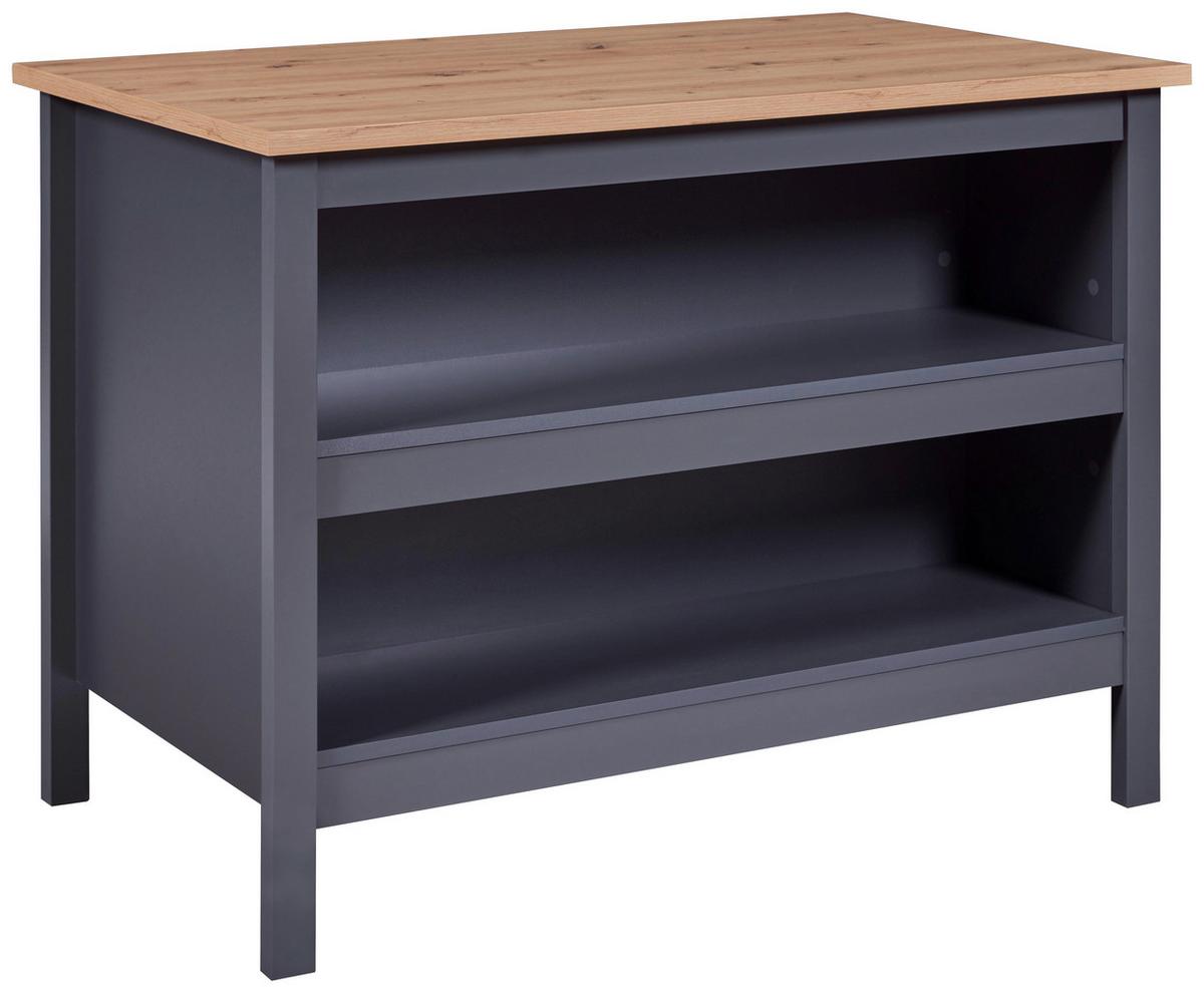 Kuchyňský ostrůvek NELLINA - bílá/antracitová, Konvenční, dřevo/kompozitní dřevo (124/91,5/75cm)