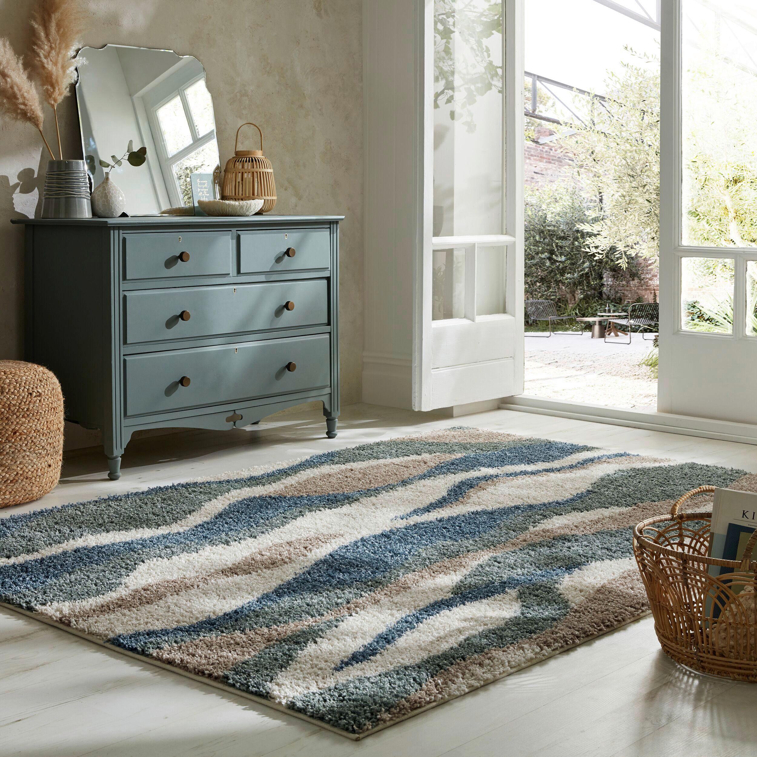 Hochflorteppich Stream - Grün, KONVENTIONELL, Textil (160/230cm)